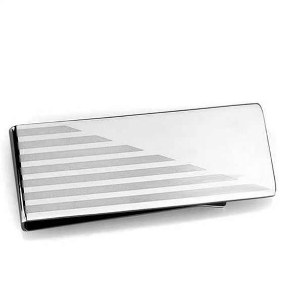 Men High Polished Stainless Steel Money Clip with No Stone in No Stone