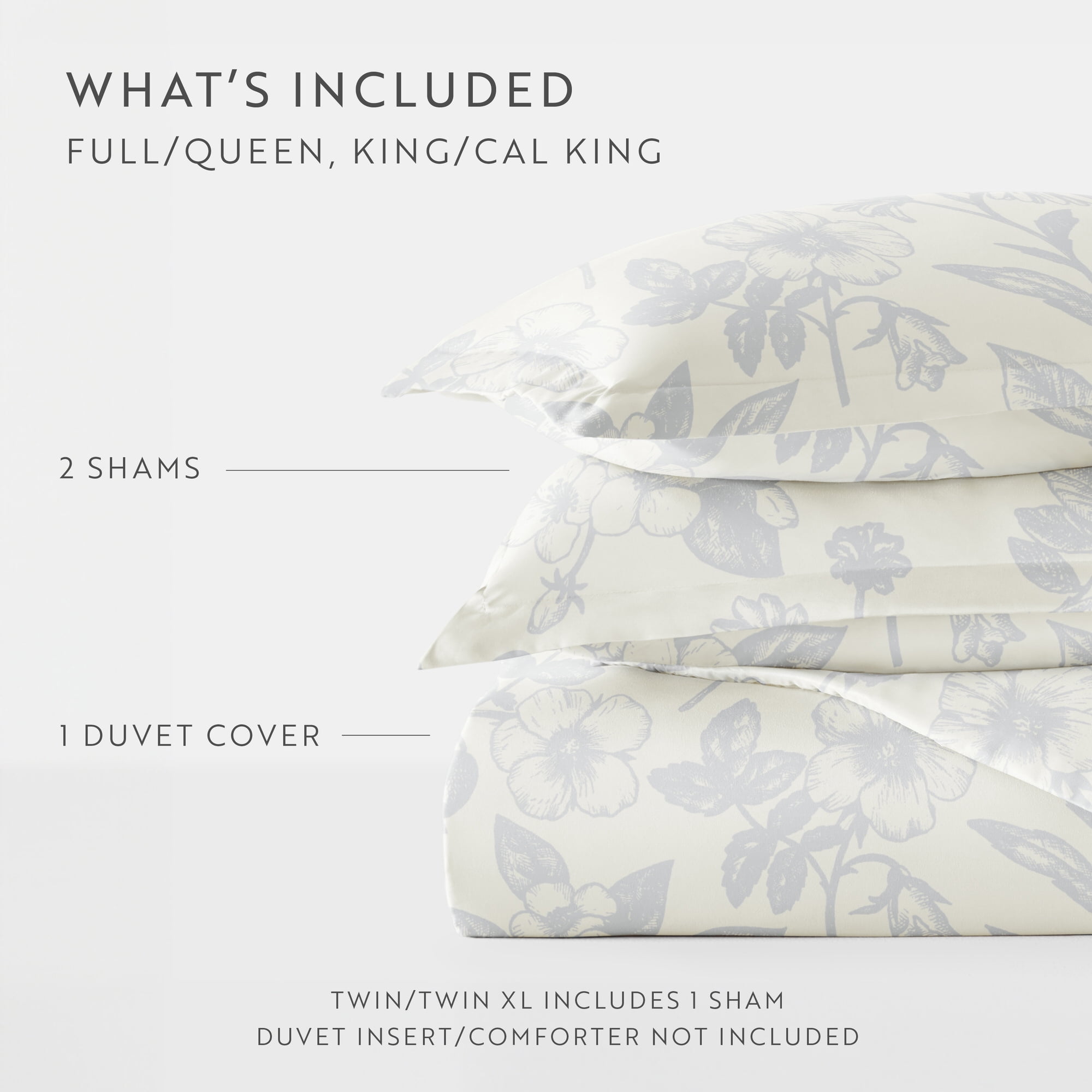 Duvet Cover Set - Ultra Soft & Breathable - Light Blue Farmhouse Floral for Queen Size Bedding by Comfort Canopy