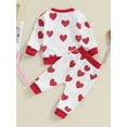 thumbnail image 5 of Toddler Boys Girls Fall Outfits Heart Print Long Sleeve Waffle Sweatshirts and Long Pants 2Pcs Valentine's Day Clothes Set, 5 of 10