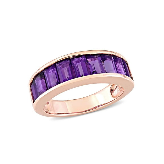 2.34 Carat (Ctw) African Amethyst Anniversary Band Ring with Rose Plated Sterling Silver for Women