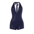thumbnail image 5 of Women's Halter Deep V Neck Backless Polka Dot Romper Bodycon Short Party Jumpsuit Outfit, 5 of 7