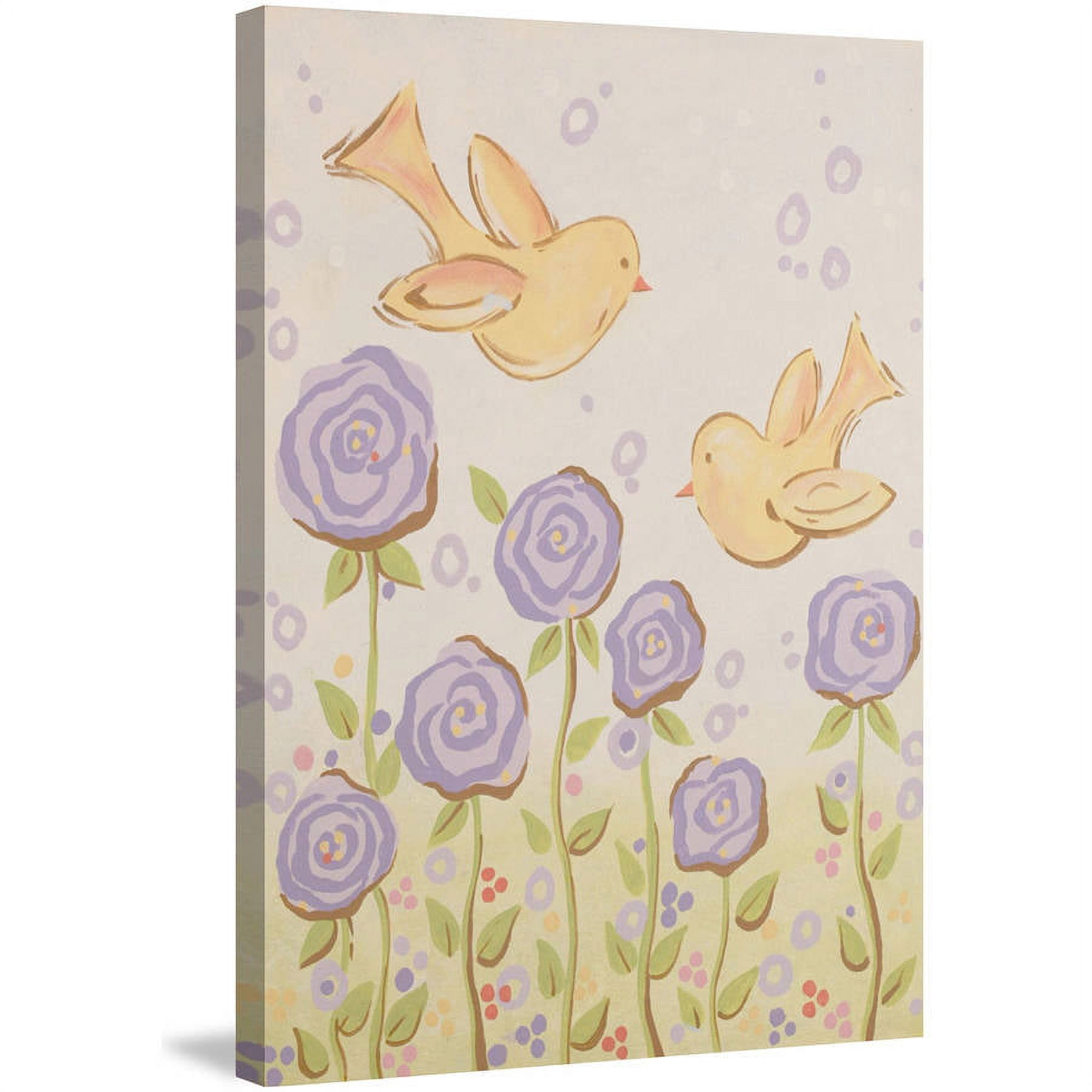 Marmont Hill "Blissful Chicks" by Reesa Qualia Painting Print on Wrapped Canvas