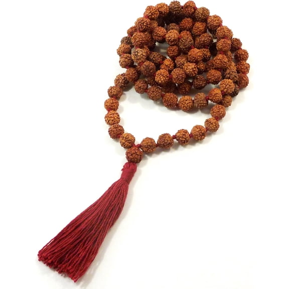 Rudraksha Natural Seed 108 Mala Prayer Beads Powerful Rudraksha Mala for Positive Vibes Meditation Jaap