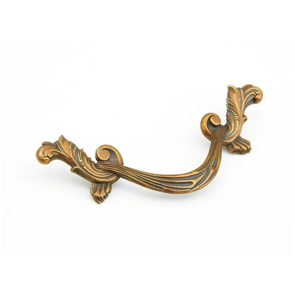 Schaub And Company 987 French Court 3-1/2" Center To Center Ornate Old World Solid Brass