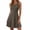 Coffee, variant on Women's Ribbed Knit Sleeveless Mini Dress, Round Neck Henley Button Flare A Line Casual Summer Dress for Daily Wear, Vacation & Party Orange,S