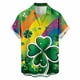 thumbnail image 2 of Ceisia Men's St. Patrick's Day Short Sleeve Shirt Clover Print Regular Straight Fit Green Turn-Down Collar Spring Summer Shirt Gift, 2 of 6