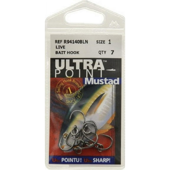 Mustad - Ring Live Bait Hook Size 1 Multi-Colored