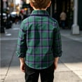 thumbnail image 4 of Falkdiz with Pocket Shirts for Boys Long Sleeve Winter Button Up Outdoor Casual Plaid Warm Collar Graphic Boys Tops Travel,Green,Size: 2-3, 4 of 8