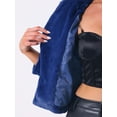 thumbnail image 5 of DARING DIVA Women's Cropped Jacket Notch Lapel Faux Fur Fluffy Coat XS Royal Blue, 5 of 6