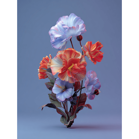Embroidered Floral Canvas Wall Art for Living Room Bedroom Dining Room Entryway Office Hotel Lobby Boutique Gallery