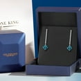 thumbnail image 5 of Gem Stone King 14K White Gold London Blue Topaz and Lab Grown Diamond Dangle Earrings for Women | 3.02 Cttw | Gemstone November Birthstone | Round 6.5MM, 5 of 6
