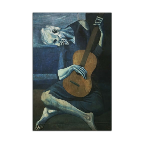 Old Guitarist Poster Pablo Picasso 1903 Old Man and Guitar Music Oil Painting Print Canvas Wall Art Picture Modern Home Bedroom Decor