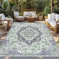 thumbnail image 2 of Green Purple Boho Outdoor Rug for Patio/Deck/Porch, Non-Slip Large Area Rug 3 x 5 Ft, Vintage Abstract Art Floral Ethnic Tribe Indoor Outdoor Rugs Washable Area Rugs, Camping Rug Carpet Runner, 2 of 8