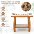 thumbnail image 4 of Giantex Teak Shower Bench Seat, Small Shower Stool, Wooden Bathroom Bench, 4 of 7