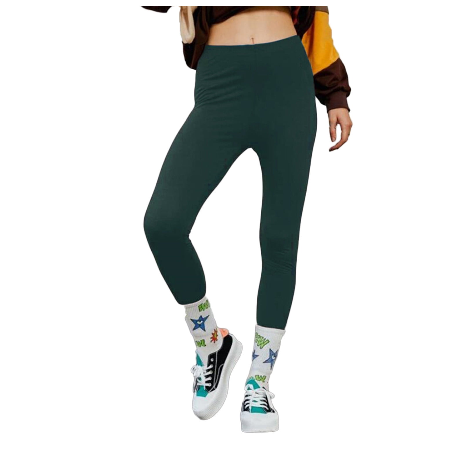 Leggings for Women Taille Haute Couleur Unie Rehausseur de Hanches Bas Moulant Sport Fitness Yoga