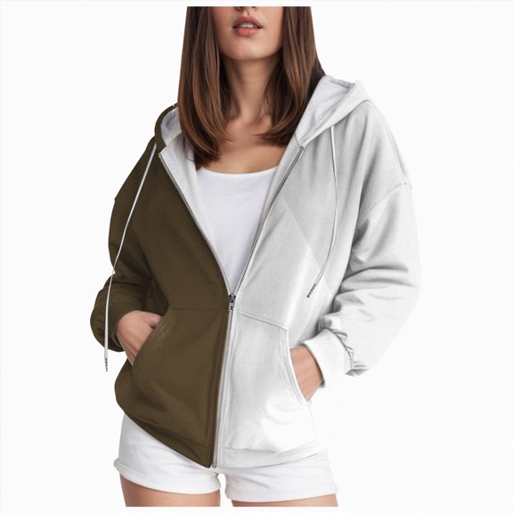 Towmus Sweatshirt Jacket for Women Full Zipper Plus Size Hooded Sweatshirts Ladies Tie Dye Printed Fleece Jackets Coat