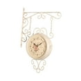 thumbnail image 4 of Reloj de pared de doble cara de 8 pulgadas, silencioso, con pantalla de 12 horas, giratorio, vintage blanco, 4 of 9