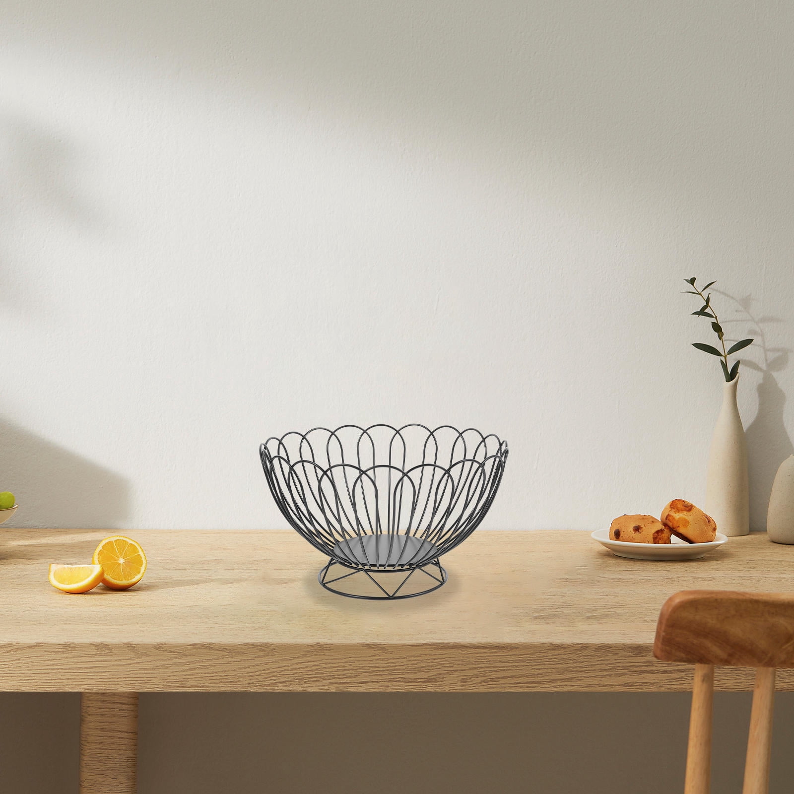 ELAYARD Black Metal Wire Fruit Basket, High Footed, Ideal for Home Use,