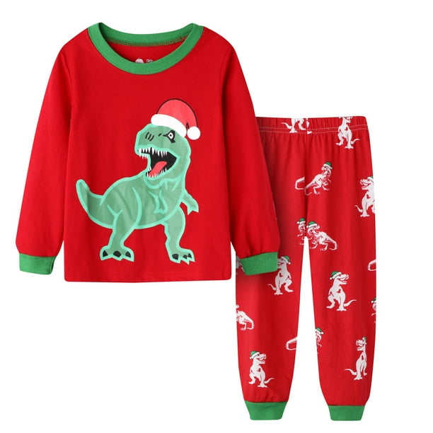 YOUSNH Clothing Set Kids Christmas Cartoon Pajamas Long Sleeve Matching Holiday Pjs Set Toddler Boys Girls Kids Xmas Jammies Outfit for Kids Red 003