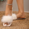 thumbnail image 6 of Samdudou Fuzzy Slippers for Women Fluffy Faux Fur Open Toe Slides Stylish Square Open Toe Flat Sandals Indoor Outdoor House Shoes Plush Fashion Footwear for Leisure, 6 of 9