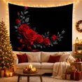 thumbnail image 3 of Red Rose Corner Garland on Black Background, Romantic Gothic Style for Flower Lovers, Floral Wall Art, Valentine's Day Gift, Tapestry Wall Hanging for Bedroom and Dorm, 3 of 7