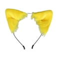 thumbnail image 1 of Diadema con orejas para fiesta, hecha a mano, con pelo sintético, ideal para disfraz de carnaval. Amarillo, 1 of 9