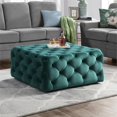 thumbnail image 2 of Steve Silver Ottoman Carré en Velours Vert Belham Capitonné, 2 of 5
