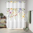 thumbnail image 6 of No Hook Shower Curtain with Built-in Rings - Boho Floral Washable Waterproof Fabric Bathroom Curtains for Hotel,Rentals, Stall 48 X 72 Inch , Watercolor Leaves Flowers, 6 of 9