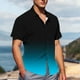 thumbnail image 4 of Blusa y camisa de manga corta con cuello vuelto para hombre, blusa informal de moda con cuello vuelto, blusa estampada de manga corta con botones, blusa de poliéster para hombre, 4 of 6