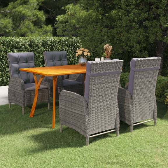 vidaXL Patio Dining Set 5/7 Piece Gray Furniture 59.1"/79.3" Table Length