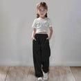 thumbnail image 2 of Toddler Girl Sweatpants Adjustable Drawstring Casual Pants With Pockets Solid Pants Black Sweatpants Kids Kids Pants Girls Size 11-12 Years, 2 of 7