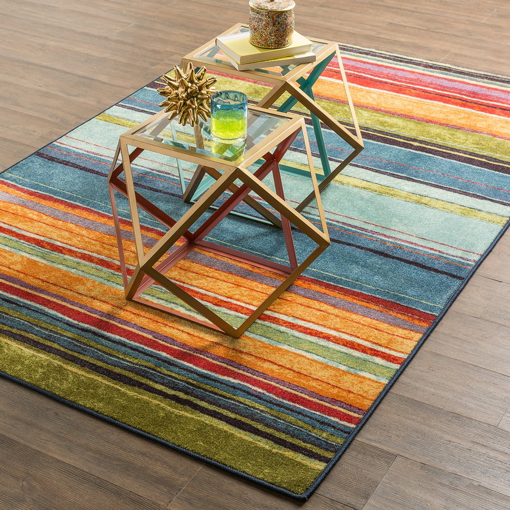 Mohawk Home New Wave Rainbow Multi Printed Area Rug, 6'x9', Blue