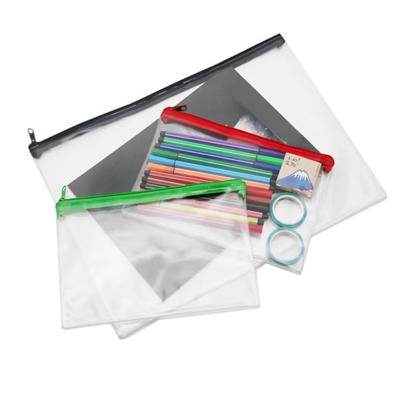 PVC Zipper Pencil Case Transparent Clear Exam Office Home Travel Storage Bag