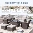 thumbnail image 4 of Brafab 7 Seat Outdoor Patio Furniture Set with Swivel Chair and 44" Gas Fire Pit Table, PE Wicker Patio Conversation Sets Cushioned Seat Couch Outdoor Sectional Chair Sofa Set for Yard Garden Porch, 4 of 10
