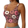thumbnail image 5 of Sports Bra For Women, White Pink Brown Donut Sports Bras For Women High Support, Workout Tank Tops Woman With Removable Cups, 5 of 8