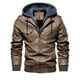 thumbnail image 5 of Chaqueta de cuero para hombre, chaqueta de cuero PU fina con capucha de dos piezas para otoño e invierno, estilo europeo y americano, 5 of 6
