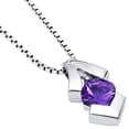 thumbnail image 3 of PEORA Amethyst Pendant Necklace for Women Sterling Silver, Natural Gemstone Floating Pagoda Solitaire, 1 Carat Cushion Cut 6mm, with 18 inch Italian Chain, 3 of 4