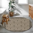 thumbnail image 3 of Small Round Rug 3Ft Washable Non-Slip, Beige Boho Circle Area Rugs for Living Room Bedroom, Vintage Floral Abstract Art Ethic Tribe Indoor Floor Mats Carpet Runner for Home Decor, 3 of 8