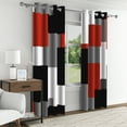 thumbnail image 7 of Aofoto Modern Abstract Geometric Black Out Living Room Curtains, Red Black Blackout Curtains for Bedroom 2 Panels Set, 52"Wx96"L, 7 of 7