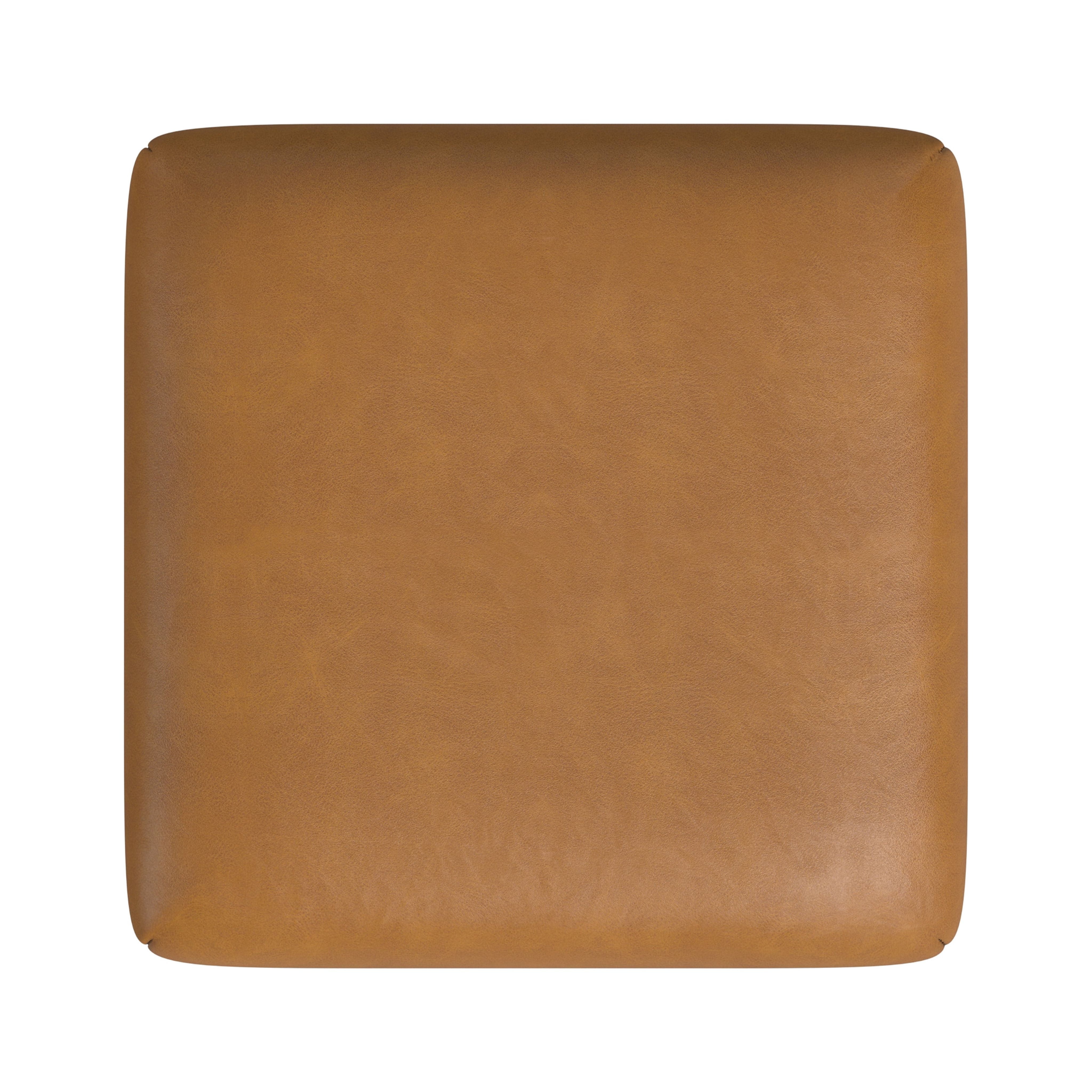 HomePop 24" Indoor Square Backless Metal Upholstered Counter Stool, Carmel Faux Leather