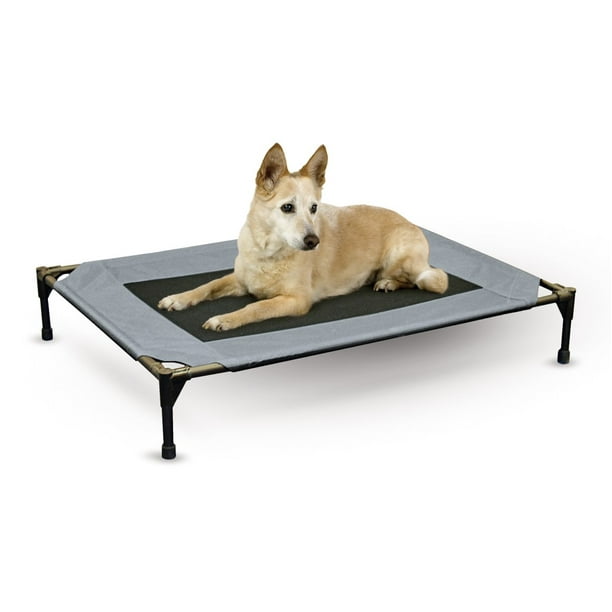 K&H Cooling Cot Pet Dog Bed, Large, Gray/Black Mesh