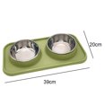 thumbnail image 2 of Stainless Steel Double Dog Food Bowls with Non-Spill Plastic Mat, 2 of 5