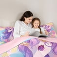 thumbnail image 5 of Erosebridal Watercolor Ink Graffiti 7-Piece Twin Bedding Sets,Cartoon Unicorn Colorful Flowers Bedding Comforter Set For Kids Girls,Reversible Pink, 5 of 7