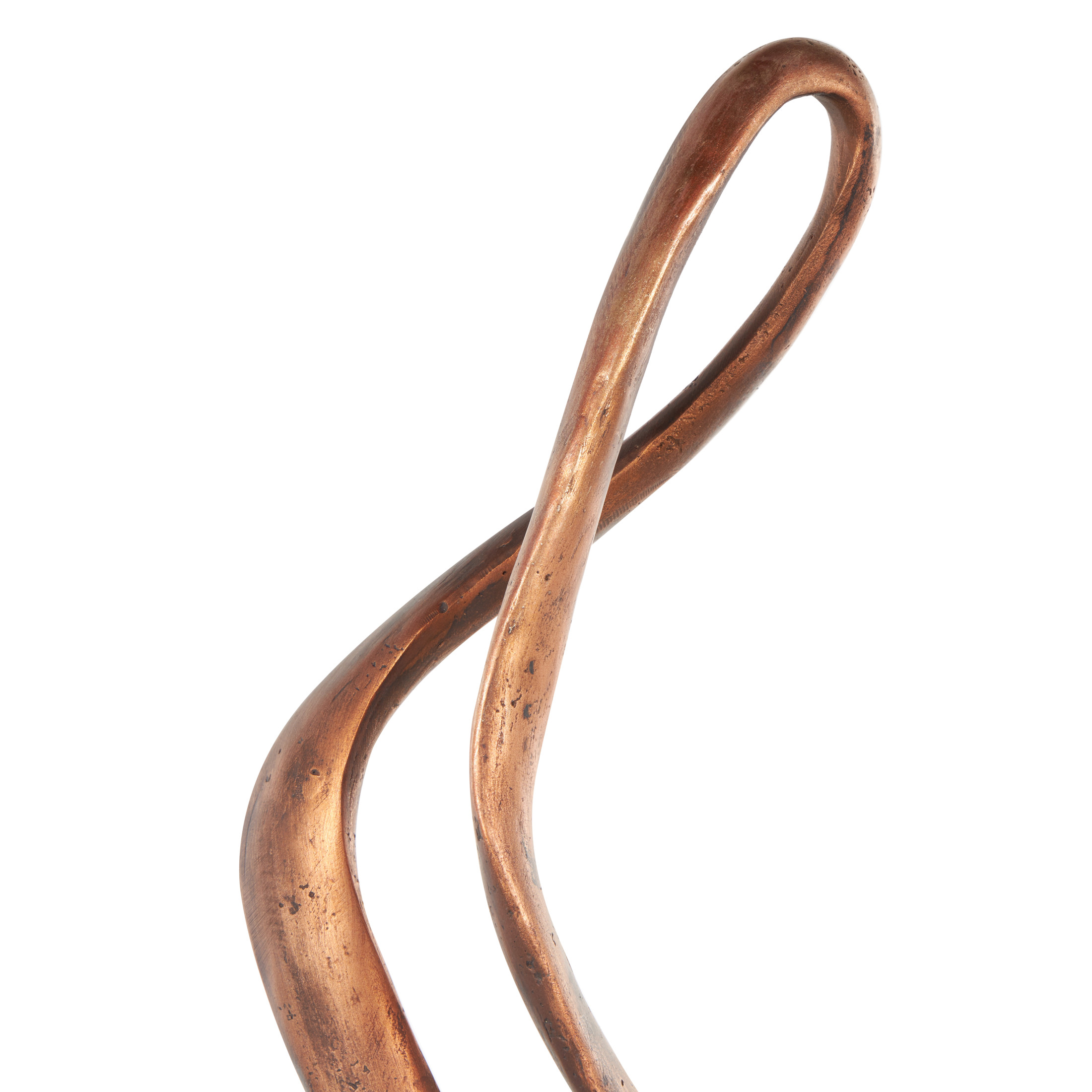 6" x 28" Bronze Polystone Abstract Abstract Sculpture with Rectangle Black Base, by DecMode