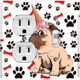 thumbnail image 1 of Metal Light Switch Plate Cover Ice Cream Pug Unicorn Dog Paw Bones DOG048, 1 of 13