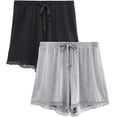 thumbnail image 1 of Pantalones cortos de pijama para mujer, paquete de 2 pantalones cortos de bambú para dormir, pantalones cortos para dormir para mujer S ~ XL Ormromra CJWUS-3823, 1 of 7