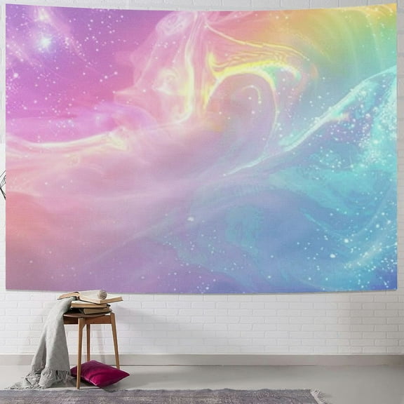 PRATYUS  Pink Galaxy Tapestry Pink Tapestry Cute Pink and Blue Tapestry Sky Stars Dream Abstract Tapestries Poster Backdrop for Kids Teen Girl Women Bedroom Living Room Dorm Decor  40x30inch