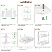 TAIMASI Pull-Out 3 Tier Bathroom Organizers and Storage, Under Sink Organizer, Kitchen Cabinet Organizer White, 2 (Count)