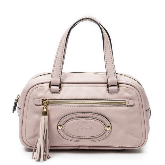 Pre-Owned Loewe Pink Small Anagram Tassel Boston Handbag Grained Calfskin Leather