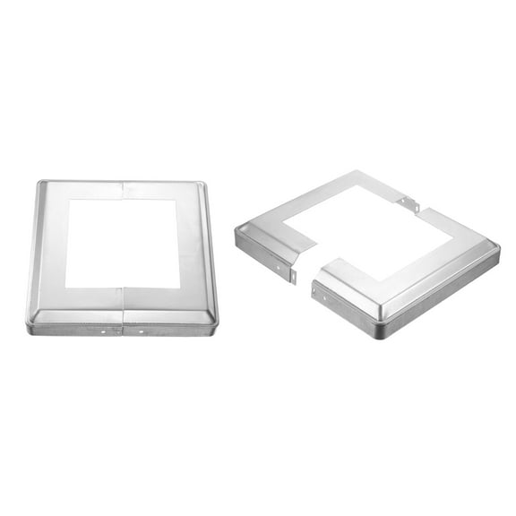 2 Pack Post Base Cover, 10x10 (Internal Size 6x6) Metal Split Style Post Skirt, Porch Column Wrap for Post Fence Deck Cable Railing Baluster Stair Rails, Silver